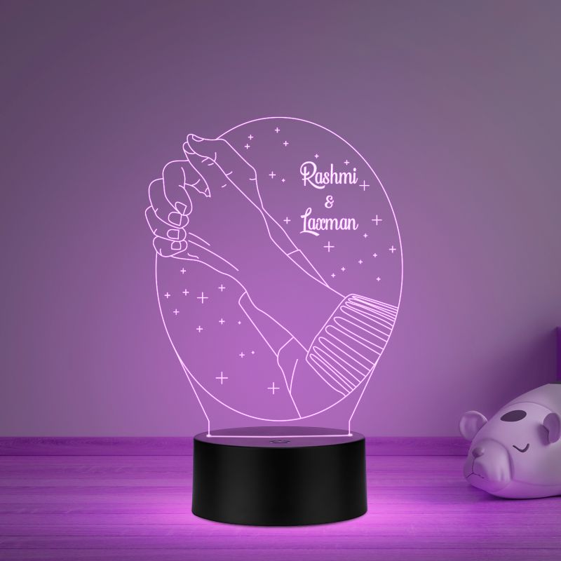 Couple Hands With Custom Name Night Lamp